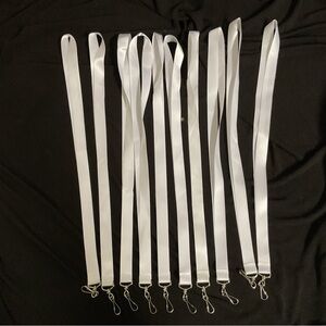 Sold in sets of (10) @ $10ea. or $99./140 White Lanyards/Clips for badges/keys